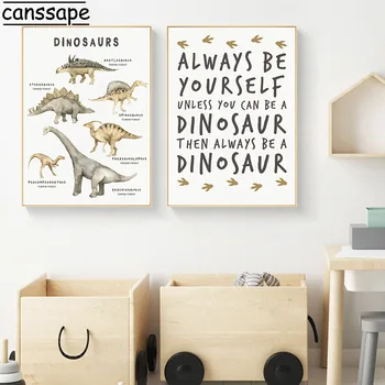 Băiatul Cameră Wall Art Print Dinozaur Panza Pictura Modular De Imprimare Loc De Joacă Poster Diagrama De Învățământ Imagine Pepinieră Decor Camera Pentru Copii