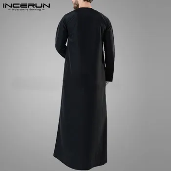 INCERUN Moda Barbati Islamice Musulmane Arabe Caftan Maneca Lunga, Broderie Halate Dubai Abaya Bărbați Caftan Jubba Echipa Streetwear S-5XL