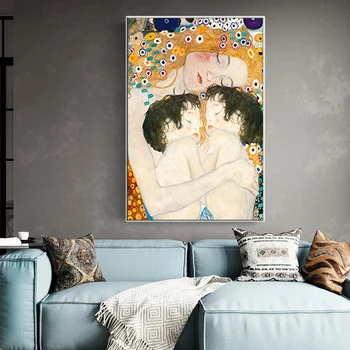 Gustav Klimt este celebru twin mame si copii iubesc pictura,panza pictura, postere și picturi murale, camera de zi de decorare picturi
