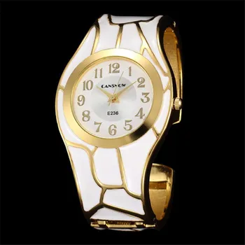 Femei Noi Stytle Aur de 18K Brand de Lux Analog Cadran Rotund Ceasuri Brățară Doamna Cuarț Ceas Saat Mujer Saati Relojes