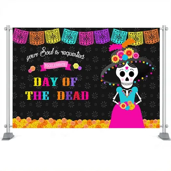 Ziua Morților Fundal pentru Fiesta Mexican Craniu Florale Fotografie Fundal Moartea Model Petrecerea de Ziua Photobooth