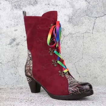 Johnature 2020 Noi de Iarnă Cizme pentru Femei Zip Culori Amestecate Scurt de Pluș Femei Pantofi Stol Rotund Toe Cross-legat de Agrement Cizme cu Platforma