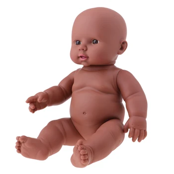 Negru 30cm Vinil Nou-născut Renăscut Baby Girl Doll Copii de Dormit/Baie de Joaca Toy
