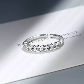 Real Argint 925 Cu Zirconia Rotund Geometric Inel Pentru Femei De Moda Drăguț Bijuterii Fine 2019 Minimalist Accesorii Cadou