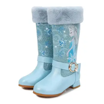Nou pentru Copii fete de zapada Printesa din bumbac cizme Copii Elsa plus de catifea groasă cald paiete papuceii