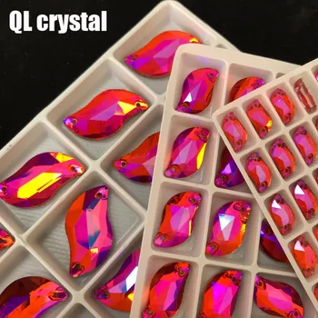 QL culoare cristal AB S forma Coase pe Cristale Flatback 2 gauri Cristale pentru DIY rochie de mireasa pantofi de saci de haine