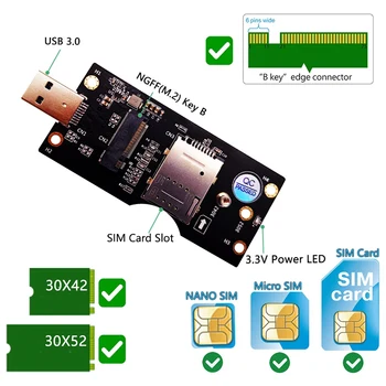 Unitati solid state M. 2 Tasta B pentru a USB 3.0 Adapter Riser Card cu SIM 8pini Slot pentru Card de Suport 3G/4G/5G Module pentru Desktop PC