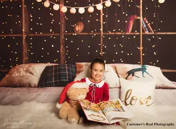 Laeacco Crăciun Photozone Raft Lumina Perne Decor Dormitor Fotografie Medii Copil De Dus Fundaluri Pentru Studio Foto