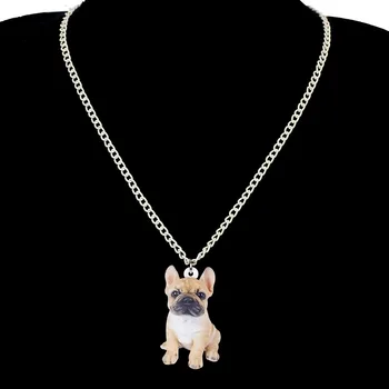 Bonsny Acrilice Set de Bijuterii Bulldog francez Câine de Cercei Colier Guler de Moda Animal Pandantiv Pentru Femei Accesorii Fete NE+EA