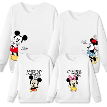 Disney Primăvara și Toamna Mickey Minnie Familie Imprimare Purta Familie Plină de Bumbac Pulover Casual Tricou Familie Haine de Potrivire