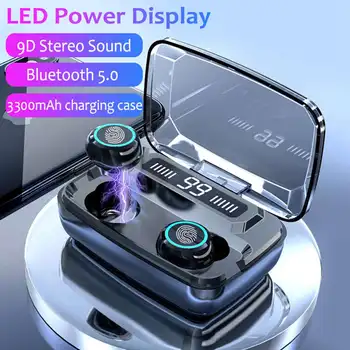 TWS Bluetooth V5.0 Căști fără Fir Bluetooth Căști fără Fir, Display LED 3300mAh Banca de Putere de Încărcare Cutie cu Cască Cu Microfon