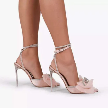 Femeie Sexy, Pantofi cu Toc inalt Pantofi pentru Femei Pe Tocuri Femei Sandale 2021 Rhinestone bling Subliniat Deget de la picior Toc Pompe de Pantofi de Lux