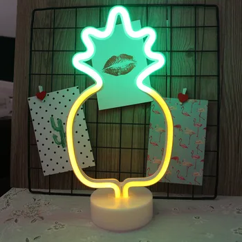 Flamingo / Cactus / Ananas LED Neon Lumina de Noapte Bază de Baterie USB Alimentat Lampa de Masa Petrecere de Vacanță Decorarea Camerei Copiilor
