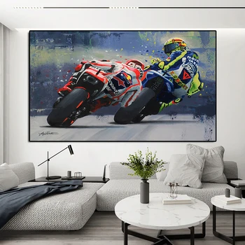 Casa moderna Tinuta Acuarele Ulei de Printuri Valentino Rossies Poster Motocicleta Panza Pictura Arta de Perete Imaginile pentru Camera de zi