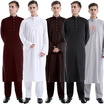 Musulman Halat De Bărbați Arabi Echipa Ramadan Costume Solid Arabă Pakistan, Arabia Saudită Eid Turcia Abaya Național Masculin Haine Islamice