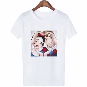 2019 Noi de Vara Secțiunea Tricou Femei Vogue Printesa de imprimare de Agrement, O-neck Femei T-shirt, Blaturi