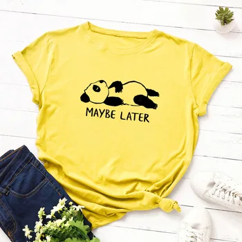 Noul Panda Drăguț Scrisoare de Imprimare Tricou Femei Plus Dimensiune S-5XL Camasi Casual din Bumbac O-Gat Maneci Scurte de Vara Tricou Topuri