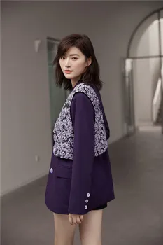 CHEERART 2 Bucată de Struguri Sacou Femei Toamna anului 2020 Violet Blazere Și Jachete coreean Doamnelor Designer Haina de Costum Elegant de Îmbrăcăminte