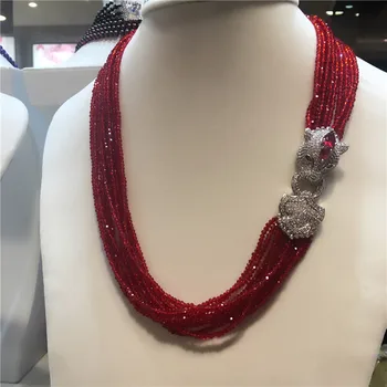 Femei de moda a lui cap de Leopard incuietoare DIY accesoriu roșu de sticlă de cristal colier de bun venit personalizat culori moda bijuterii
