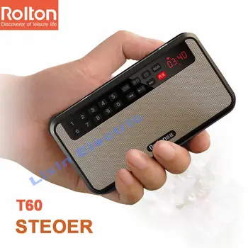 RoltonT60 MP3 Player Stereo Mini Portabil de Boxe Audio Radio FM Cu Ecran LED Suport TF carte de Joc de Muzică Lanterna LED-uri