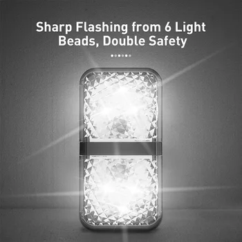 Baseus 2 buc 6LEDs de Siguranță lampa de control Auto Deschidere Usa Anti-coliziune Lumini Flash Magnetic Wireless Semnal de Alarmă Lampa