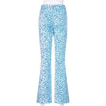 Sweetown 2020 Toamna Leopard Print Pantaloni pentru Femei Stil Preppy Y2K Streetwear Utilaje de Înaltă Talie Pantaloni Drepte Harajuku