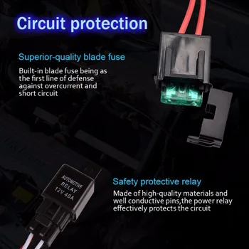 Masina de Lumină LED Bar Fir de 2,5 M 12v 24v 40A Cablajului Releului de Țesut Cablu Kit de Siguranță pentru Conducere Auto Offroad Lampa de Lucru cu Led-uri