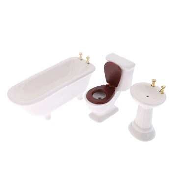 De lux Păpuși Miniaturale din Ceramică, Baie, Cadă Toaletă Bazinul Set 3pcs
