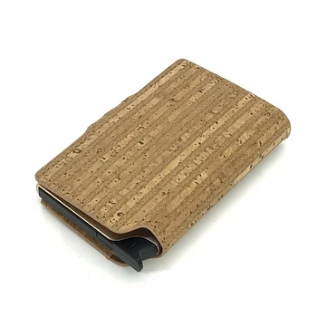 RFID Automată Titularul Cardului de Credit Oameni de Afaceri din Aluminiu Portofel din Piele de Plută Naturală Portofel pentru Barbati Cadou Mini Portofele, portofel