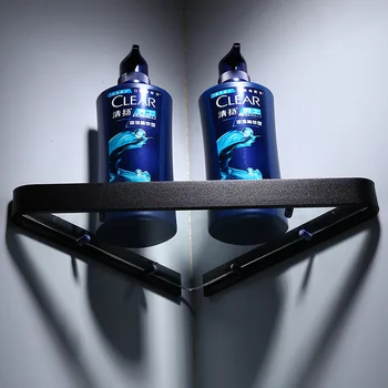 Balck Baie De Sticlă Raft Metalic Duș Rafturi De Depozitare Cosmetice Șampon Raft Agățat De Perete Baie Gadget-Uri De Duș Organizator