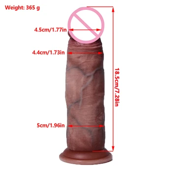 18.5 cm Simulare Vibrator Realist Alunecare Preputului G spot Stimula Silicon Moale Penis artificial Penis Urias Penis Mare Masturbari sex Feminin