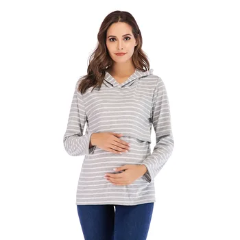 Femei Gravide Bluza Maternitate Alăptează Mâneci Lungi cu Glugă care Alăptează Hanorac Jachete Casual de Primavara Toamna Bluza Tricou