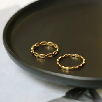 Amaiyllis Geometrice Moda Hollow Square CHCI Inele de Lanț Oțel Titan Aur de 18K Inel Pentru Fete Bijuterii Cadou