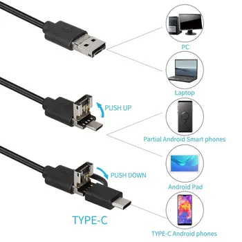 8.0 mm Endoscop cu Camera HD 1080P Endoscop USB cu 8 LED-uri 1/2/5/10M Cablu Flexibil rezistent la apa Inspecție Puncte pentru Android pe PC