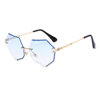 Moda fără ramă de ochelari de Soare Brand de Lux Femei de Metal Poligon ochelari de Soare UV400 Shades Ochelari de Oculos de sol