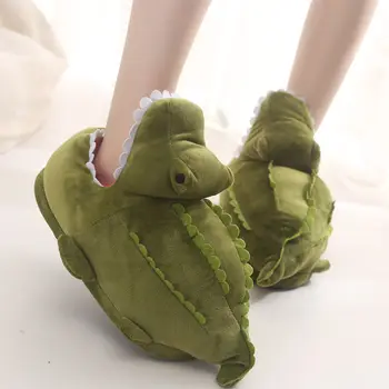 Amuzant De Iarnă Papuci De Casa Pentru Femei Fuzzy Slide-Uri Fata Creativitatea Desene Animate Crocodil, Rechin Pantofi De Sex Feminin Rafală Papuci
