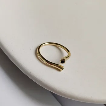Amaiyllis Simplu s925 argint negru zircon inel reglabil de sex feminin arătător ring bijuterii Romantic pentru Femei