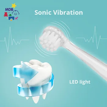 Snair Copii Sonic Periuta de dinti Electrica Baterie de Lumină LED Timer Inteligent, rezistent la apa IPX7 Înlocuibile Dupont Cap de Perie SG513