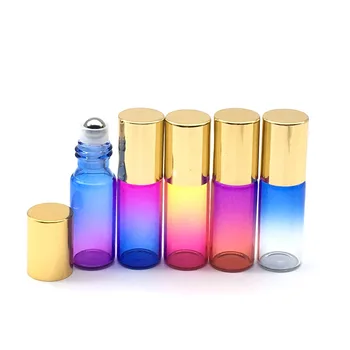 100buc 5ml Gradient de Culoare de Sticlă cu Role Sticlă Goală de Parfum Ulei Esențial de Probă Sticla Roll-On Flacon de Sticlă cu capac de Aur