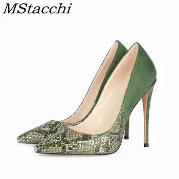 Mstacchi 2021 Design Serpentine Pantofi Cu Toc Femei Femeie De Pluș În Superficială A Subliniat Tocuri Subtiri Doamnă Pantofi Încăltăminte Într-Femmes