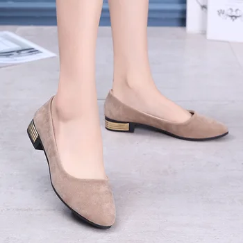ZZPOHE 2018 primavara toamna noua moda Alunecare pe pantofi femeie de mari dimensiuni a subliniat toe doamnelor rochie de pompe pantofi femei pantofi de lucru