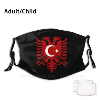 Turcia Albania Flag Masca Print Filtru Lavabil Gura Amuzant Kosovo Pavilion Turcia Turc, Albanez Arnavutk ? Yü Albania Balcani