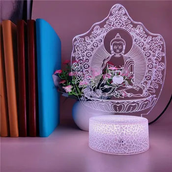 Buddha Veioza Led 3D Familie Lampă de Masă de Suveniruri de Călătorie Casa de Decorare 7 Culori Acrilice Veioza Telefon Inteligent de Control