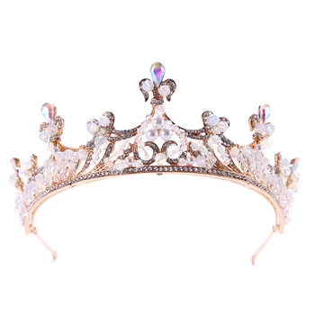 20 În Stil De Epocă De Aur Nunta De Păr Bijuterii Pentru Femei Perla De Cristal Tiara Coroana De Printesa Regina Par Mireasa Bijuterii Concurs De Bal
