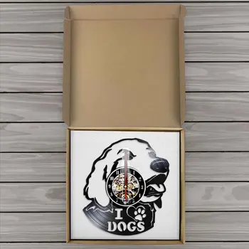 Iubesc Câinii Decor Acasă Labrador Cap De Catelus Câine De Companie Disc De Vinil De Perete Ceas Minunat Cățeluș Portret Modern Ceas De Perete