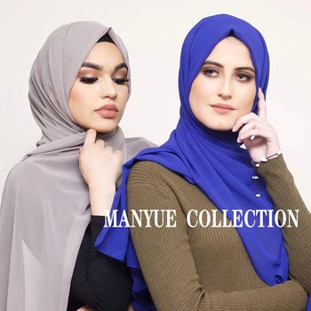 Simplu Balon de Sifon Hijab Șal Eșarfă de Cap Femei Culoare Solidă Mult Șaluri și Împachetări Musulmane Hijab Eșarfe Doamnelor Foulard Femme