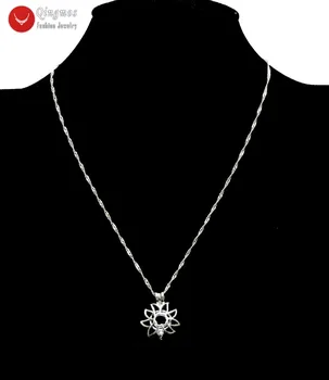 Qingmos Doresc Perla 20mm Floare Pandantiv Colier pentru Femei și Naturale Stridii Perla Coliere Colier 17