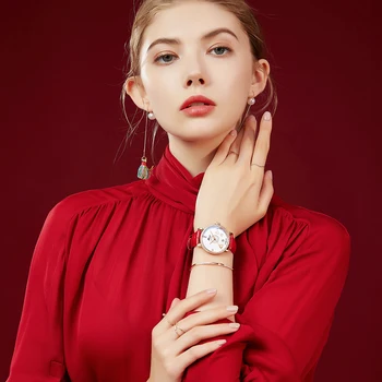 2020 Femei De Moda Ceas De Diamant Impermeabil Automate Mecanice Doamnelor Ceasuri Cu Piele Roșie Pescăruș Mișcare Cadou