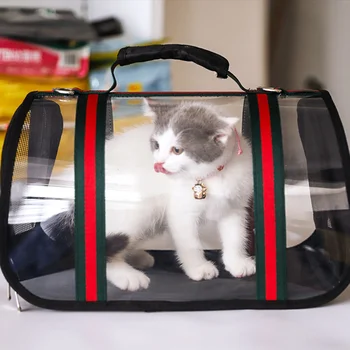 Moda Purtător de Companie pentru Pisici, Câine Respirabil Pliere Cușcă Pliabilă Ladă Geantă de Plastic care Transportă Saci de Umăr Animale de companie Consumabile