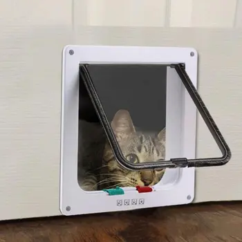 Pisica Clapeta Usa cu 4 Mod de Securitate de Blocare a Clapei Ușii pentru Câine, Pisică, Pisoi animale de Companie Mici Poarta Kit Pisica Usa